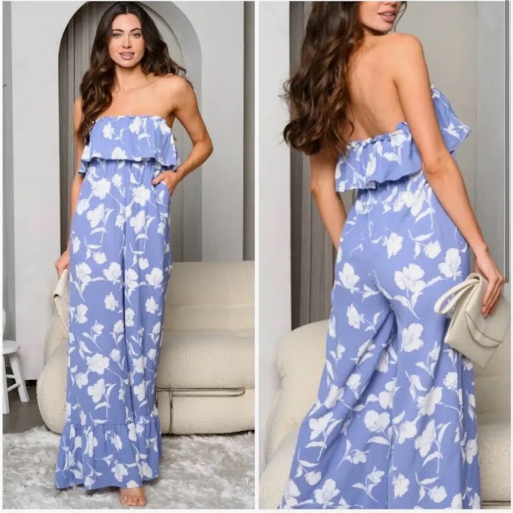 NWT TCEC Women’s floral jumpsuit romper size L